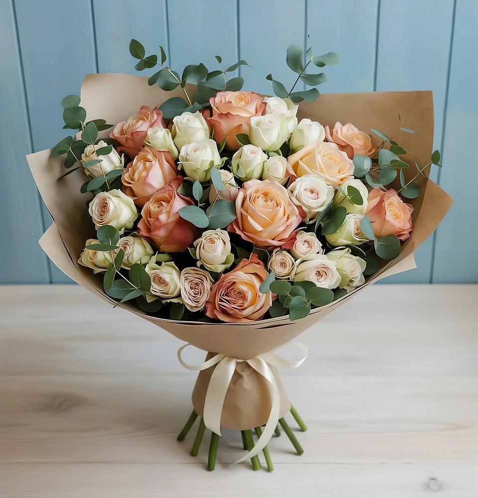 Букет цветов из: Альстромерии и Розы в Мценске