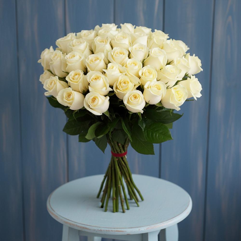 Букет 51 Белая роза Эдлесс Лав в Мценске