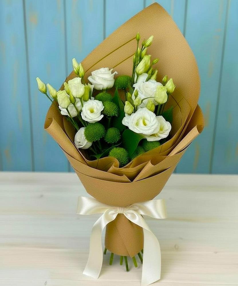 Букет цветов из: Хризантемы и Лизиантусы в Мценске